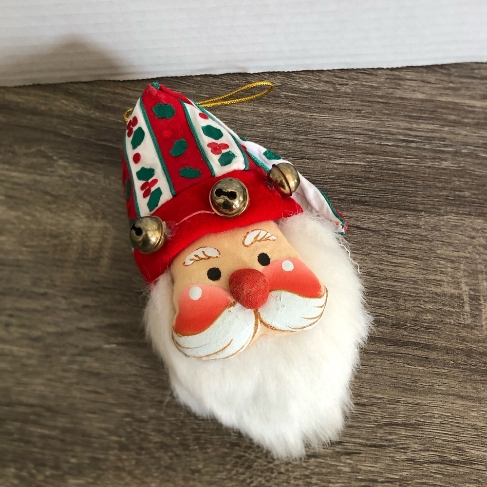 Vtg Santa Claus Ornament with Bells